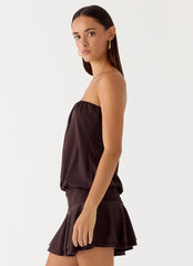 Noreen Strapless Mini Dress Brown